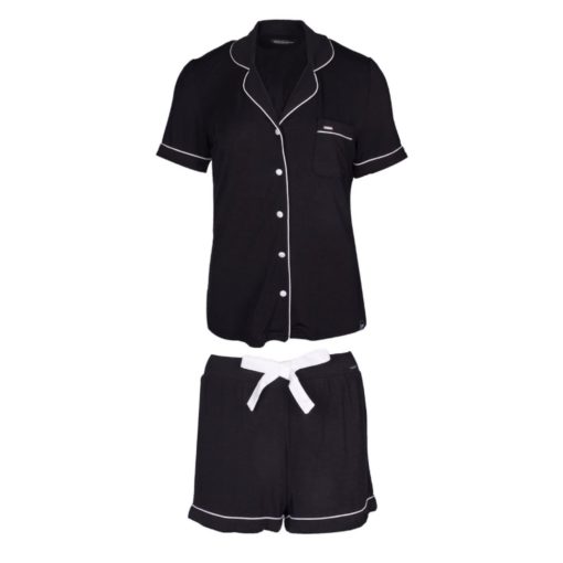 Pretty You London Bamboo short pyjama set black