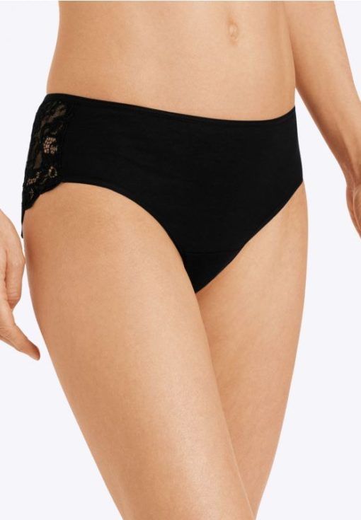 Hanro Moments Lace-back slip zwart & wit - Afbeelding 2