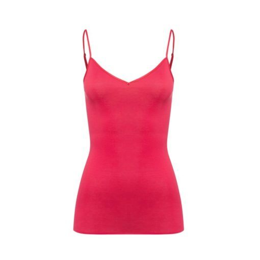 Hanro Cotton seamless spaghetti top V-hals Geranium