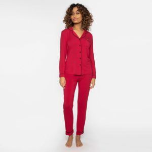 Pretty You London Bamboo pyjama set scarlet red - Afbeelding 2