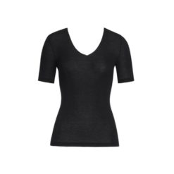 Hanro Woolen Silk shirt in zwart & creme