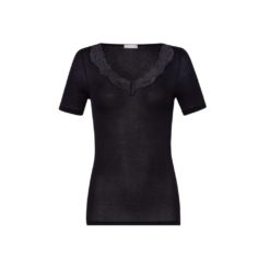 Hanro Lace Delight short sleeve top zwart