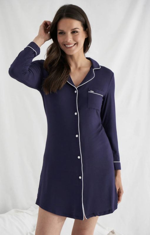 Pretty You London Bamboo nightshirt midnight blue - Afbeelding 4