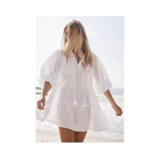 Seafolly Embroidery Tiered jurk/kaftan wit