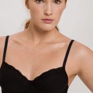 Hanro Cotton Lace T-Shirt BH met beugel zwart - Afbeelding 4