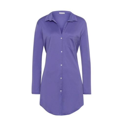Hanro Nightdress Cotton Deluxe Boyfriend Sleepshirt Violet Blue