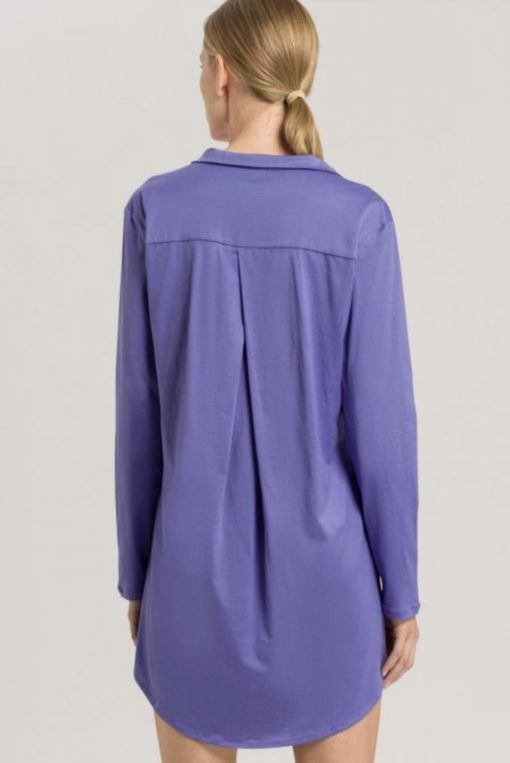 Hanro Nightdress Cotton Deluxe Boyfriend Sleepshirt Violet Blue - Afbeelding 3