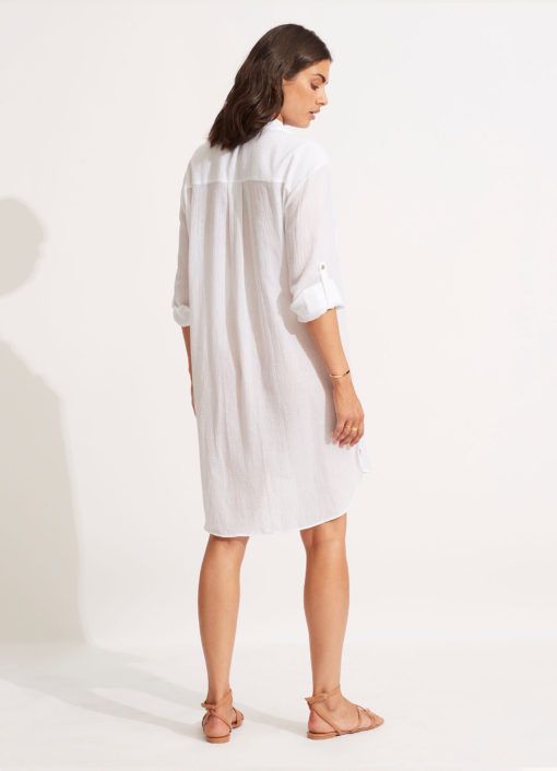 Seafolly Crinkle Twill blouse wit - Afbeelding 3