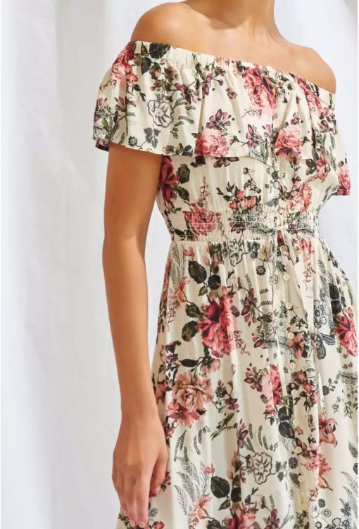 Watercult Secret Garden off-shoulder jurk - Afbeelding 4