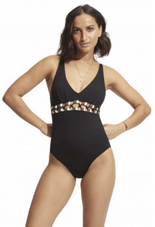 Seafolly Sun Stripe V-Neck badpak - Afbeelding 2