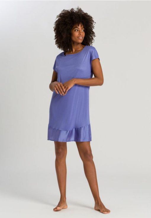 Hanro Livia Short Sleeve (night)dress Violet Blue - Afbeelding 4