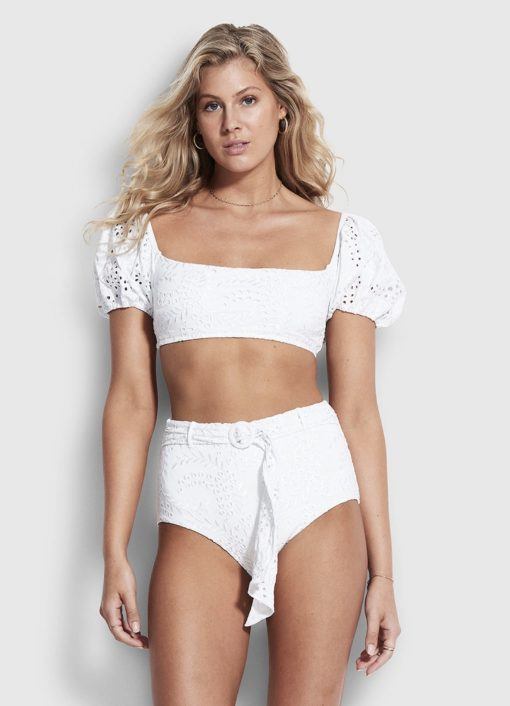 Seafolly Costa Bella broderie high waist bikinislip - Afbeelding 4