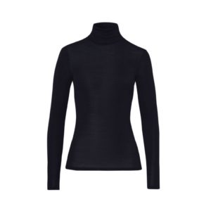 Hanro Woolen Silk coltrui zwart & off-white