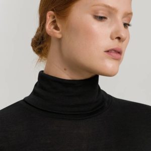 Hanro Woolen Silk coltrui zwart & off-white - Afbeelding 2