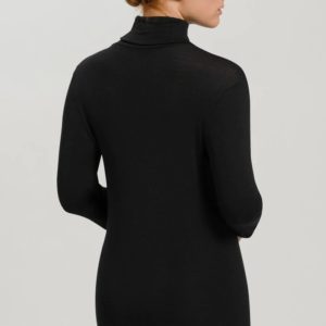 Hanro Woolen Silk coltrui zwart & off-white - Afbeelding 4