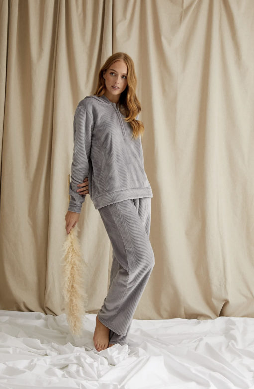Pretty You London Cosy Chevron loungesuit Shale Grey - Afbeelding 3