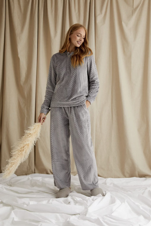 Pretty You London Cosy Chevron loungesuit Shale Grey - Afbeelding 2