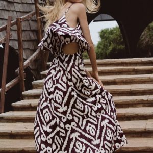 Watercult Makro Notion maxi dress Aubergine - Afbeelding 4