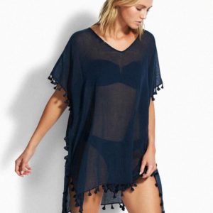 Seafolly Amnesia kaftan indigo - Afbeelding 4
