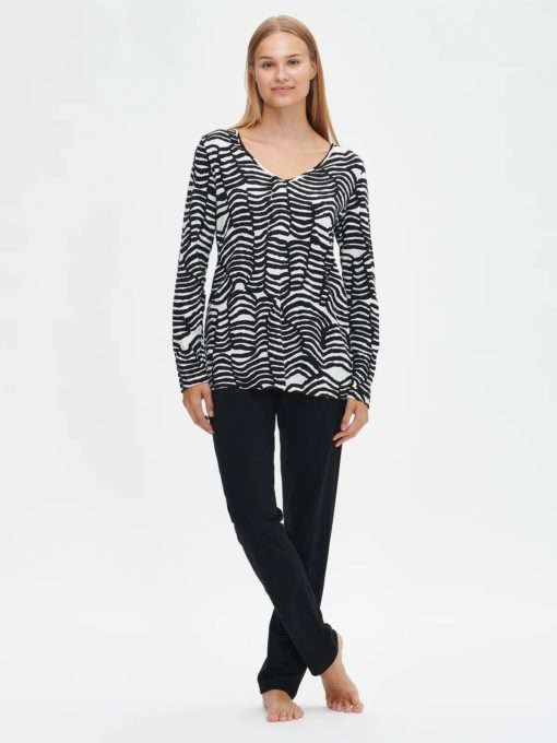 Nanso Unna pyjamaset zwart-wit - Afbeelding 2