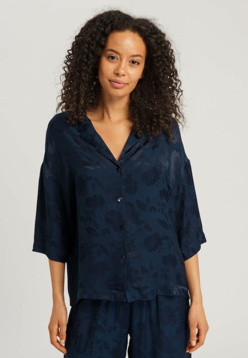 Hanro Valene shirt Blueberry Flowers - Afbeelding 2
