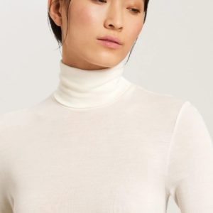 Hanro Woolen Silk coltrui zwart & off-white - Afbeelding 6