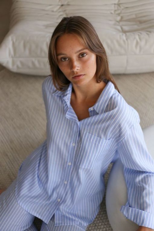 Pluto doorknoop pyjama set Inke Blue Stripes - Afbeelding 2