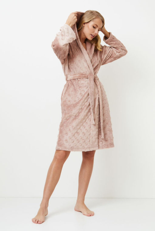 Aruelle badjas Lara Dots Taupe-Pink - Afbeelding 2