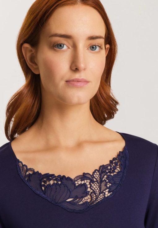Hanro Anne long nightdress Evening Blue - Afbeelding 5
