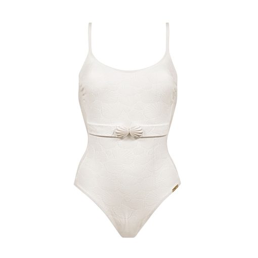 Watercult Coastal Daydream belted swimsuit white