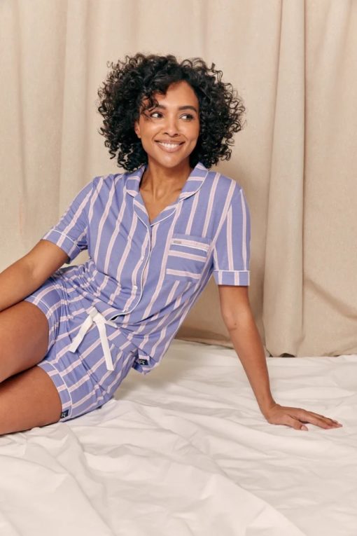 Pretty You London Bamboo short pyjama set stripes - Afbeelding 4