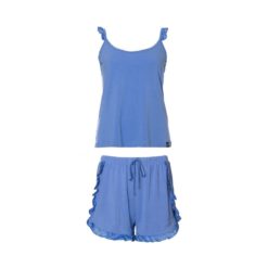 Pretty You London Bamboo frill short pyjama set Blue
