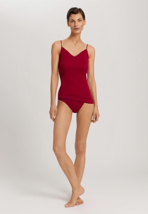 Hanro Cotton Seamless spaghetti top Red Dahlia - Afbeelding 6