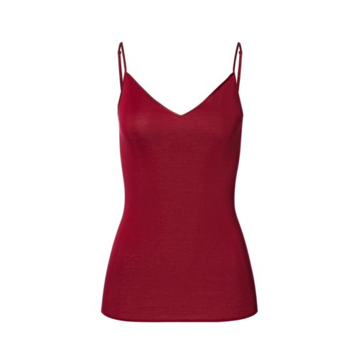 Hanro Cotton Seamless spaghetti top Red Dahlia