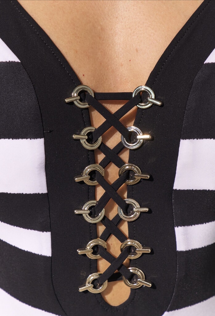 Maryan Mehlhorn Monomar lacing badpak Black Cream - Afbeelding 4